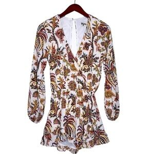SHOW ME YOUR MUMU Long Sleeve Rocky Romper Size XS in Paisley Print